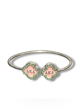 AKA Pink & Green Clover Single Bangle Bracelet